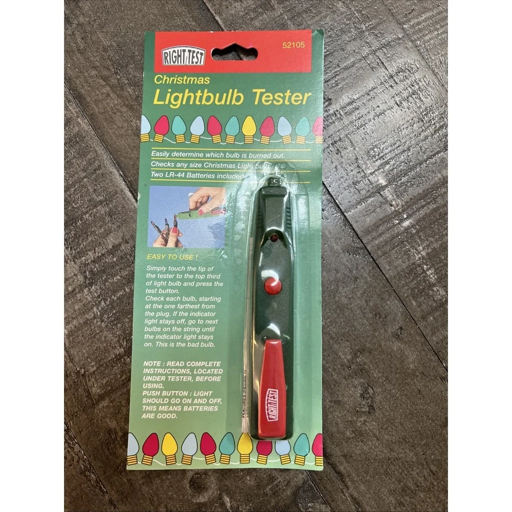 Right Test Christmas Lightbulb Tester, Checks any size Lightbulb, NEW Vintage